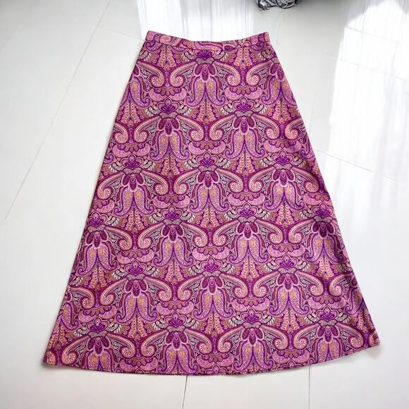 K Studio Purple Maxi Skirt Medium Sz 8 Long Purple Skirt Paisley Boho Spring - Picture 2 of 8